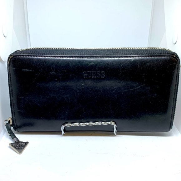 Guess Black Zip Around Leather Wallet - Picture 1 of 5